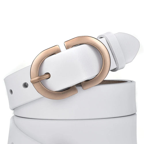 VATLTY Official Authentic Woman Leather Belt Golden Alloy Buckle