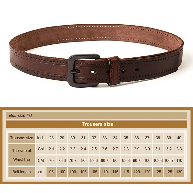 MEDYLA Natural Leather Belt Men's Hard Metal Matte Buckle Men's