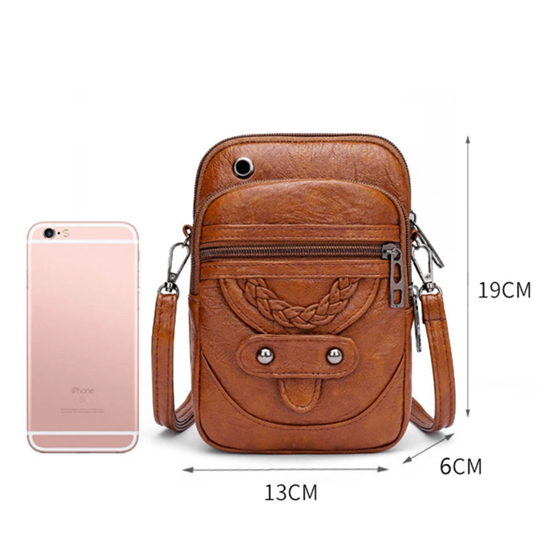Multi-Functional Soft PU Leather Small Shoulder Bag For Women Vintage