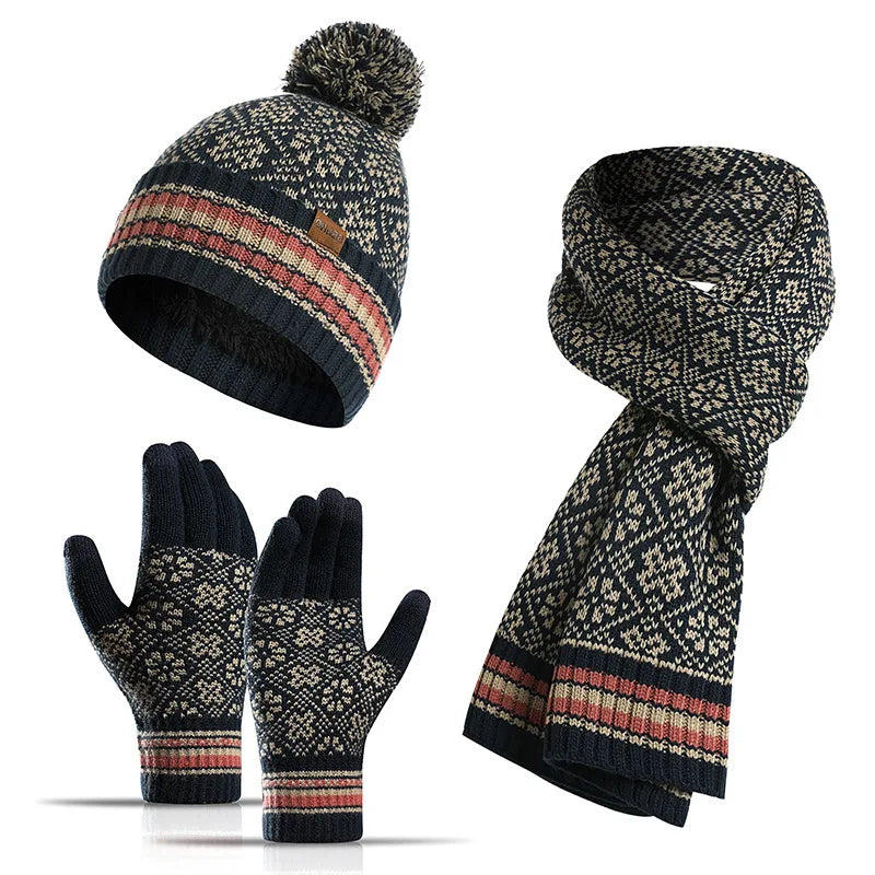 Maikun New Fashion Men's Winter Warm Three-Piece Simple Style Knitted