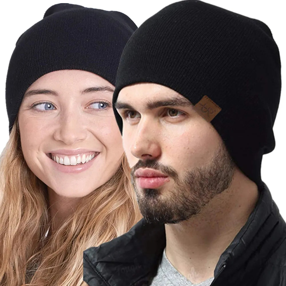 Unisex URGENTMAN Labal Winter Hats Solid Color Knitted Hats For Men