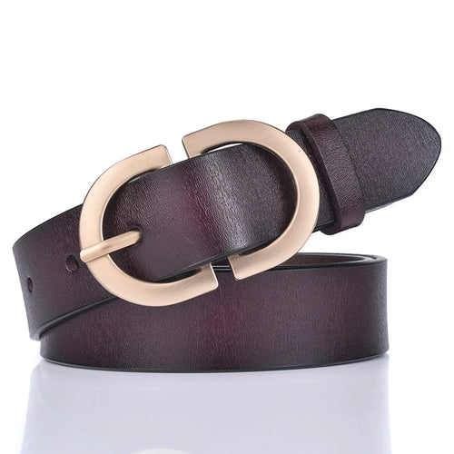 VATLTY Official Authentic Woman Leather Belt Golden Alloy Buckle