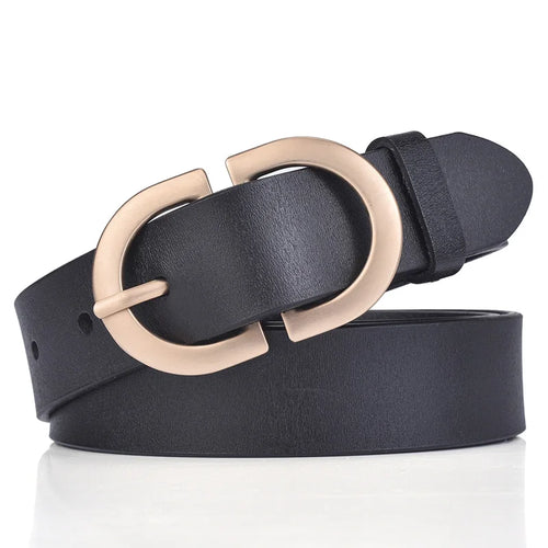 VATLTY Official Authentic Woman Leather Belt Golden Alloy Buckle