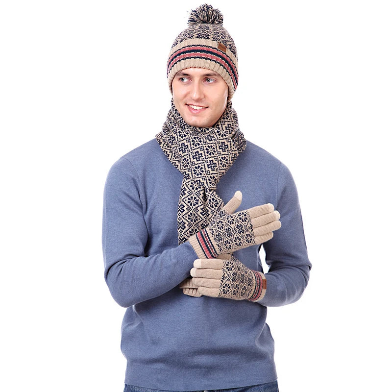 Maikun New Fashion Men's Winter Warm Three-Piece Simple Style Knitted