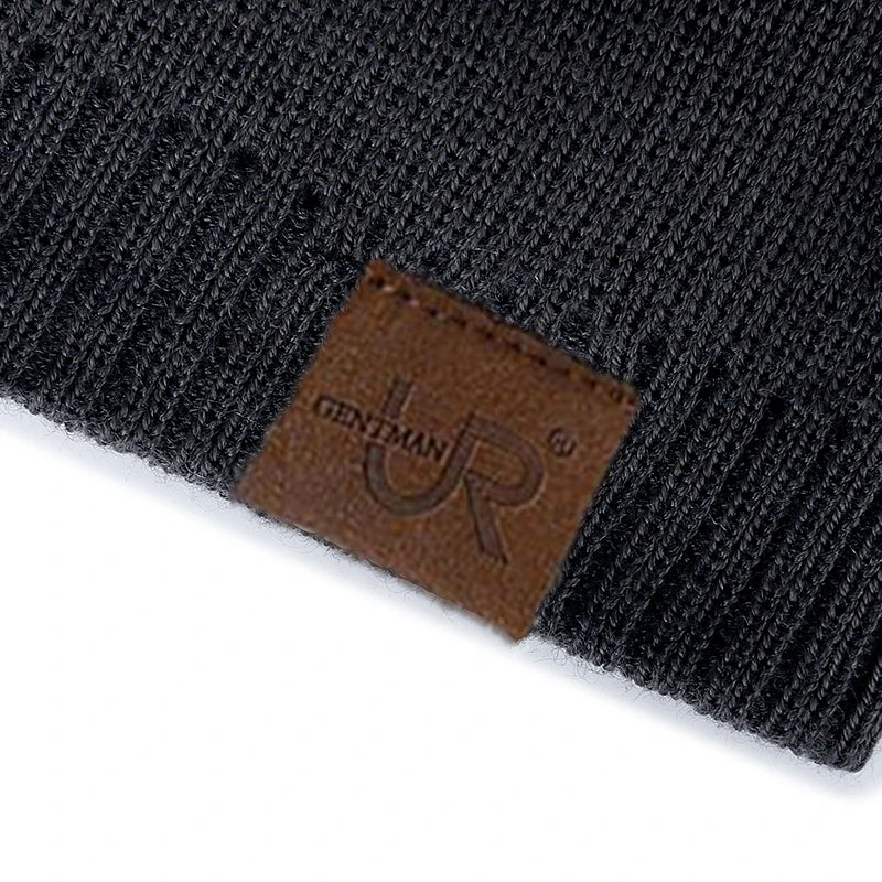 Unisex URGENTMAN Labal Winter Hats Solid Color Knitted Hats For Men