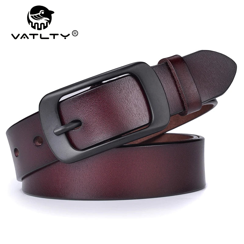 VATLTY Stylish Leather Belt for Women Matte Alloy Buckle Natural