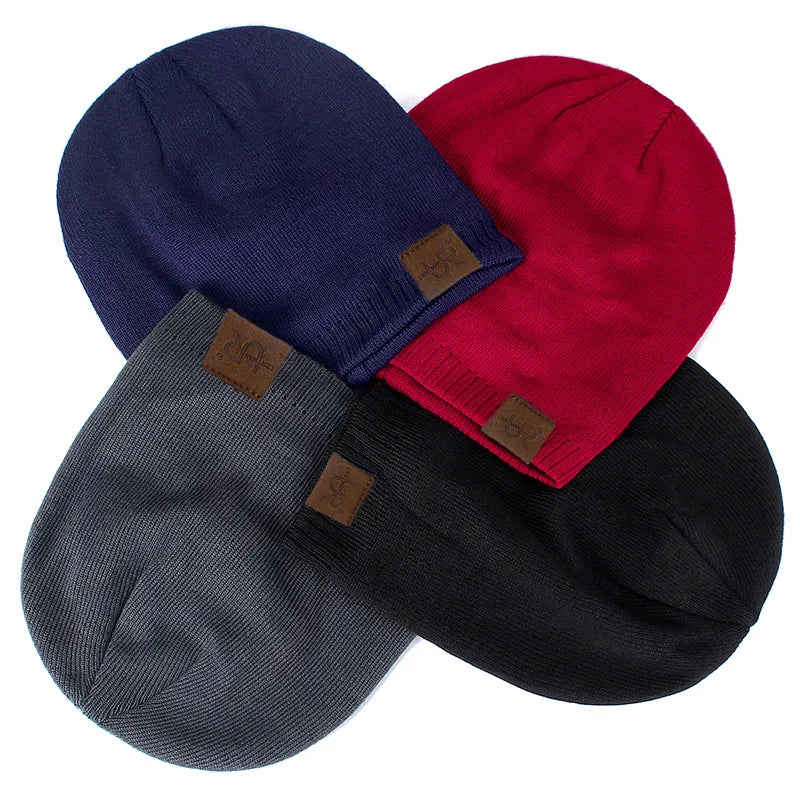Unisex URGENTMAN Labal Winter Hats Solid Color Knitted Hats For Men