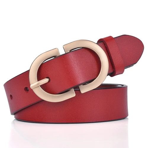 VATLTY Official Authentic Woman Leather Belt Golden Alloy Buckle