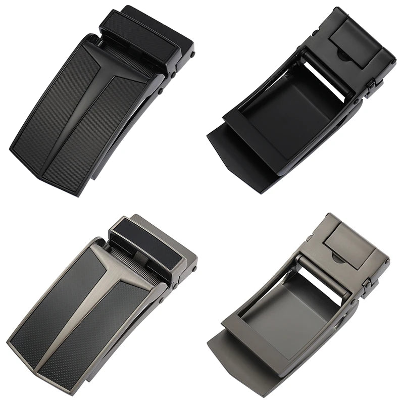 VATLTY 3.0cm Men's Genuine Leather Belt Silver Automatic Buckle