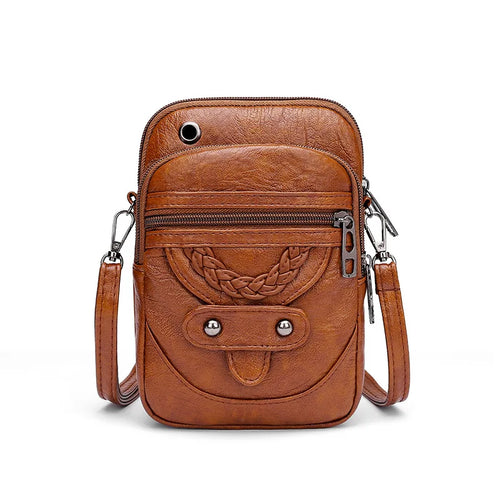 Multi-Functional Soft PU Leather Small Shoulder Bag For Women Vintage