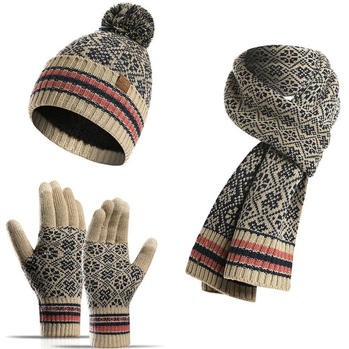 Maikun New Fashion Men's Winter Warm Three-Piece Simple Style Knitted