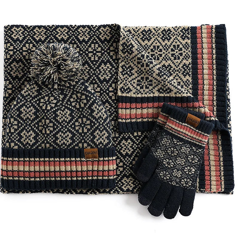 Maikun New Fashion Men's Winter Warm Three-Piece Simple Style Knitted