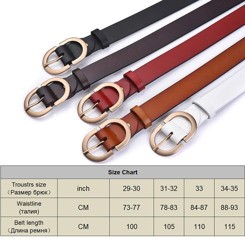 VATLTY Official Authentic Woman Leather Belt Golden Alloy Buckle