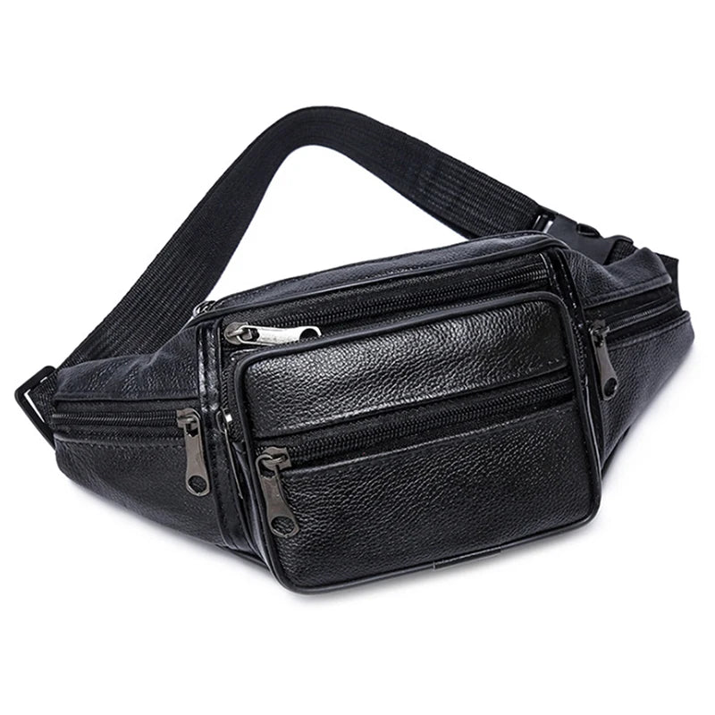 Men's Waist Pack PU Leather Bag Waist  Bag Male Artificial Leather