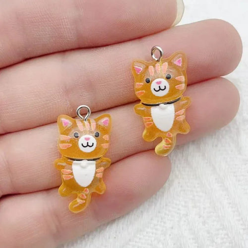 12pcs Cute Mini Cat Resin Pendant DIY Handmade Earrings Necklace