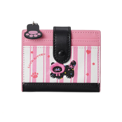 Women Cute Cartoon Embroidery Sausage Dog Wallet Zipper Coin Purse