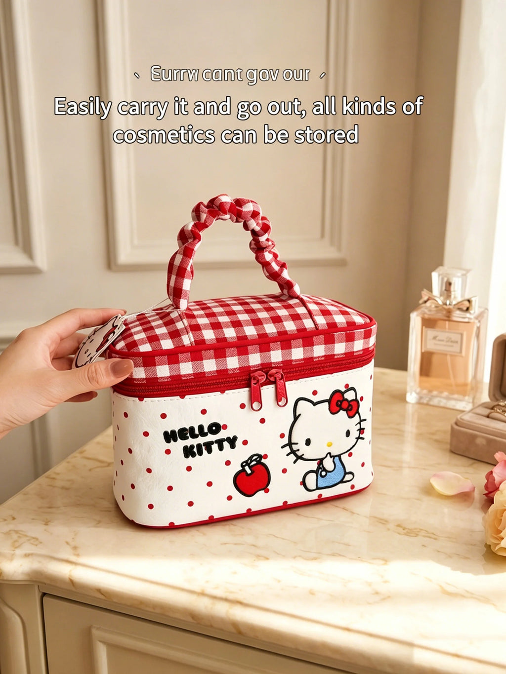 Hello Kitty Cosmetic Bag Large Capacity Travel Makeup Organizer with