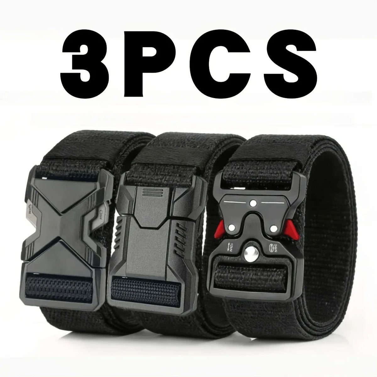 3pc Quick release tactical belts adjustable for outdoor use durable