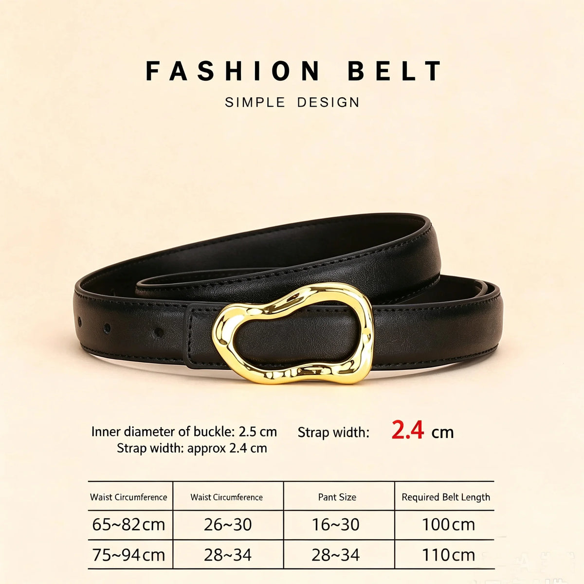 Genuine Leather Belt for Women; Fashionable Accessory for Versatile