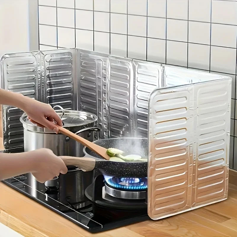 Foldable Aluminum Foil Oil Splatter Guard for Gas Stove, Kitchen