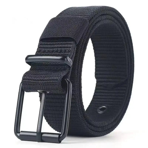 Men's Canvas Pin Buckle Belt – Porous Outdoor Leather Belt in Gray