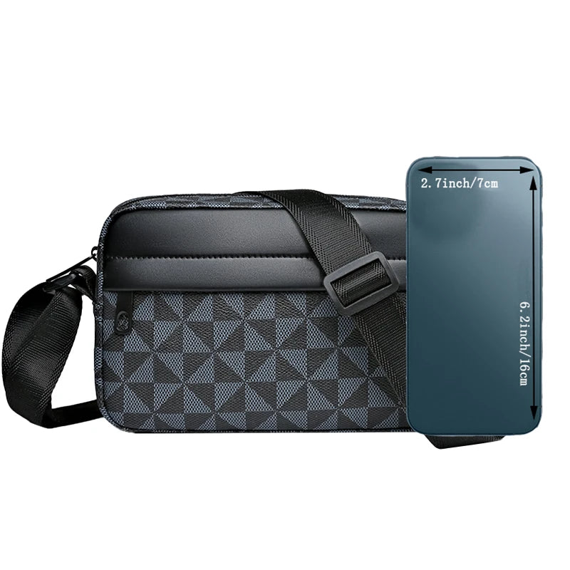 Casual Business Shoulder Bag for Men Pu Leather Messenger Bag Wide