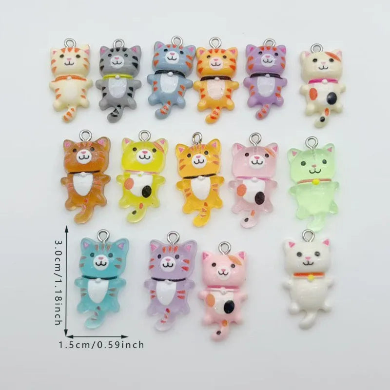 12pcs Cute Mini Cat Resin Pendant DIY Handmade Earrings Necklace