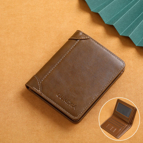 PU Leather RFID Wallet Men Slim Vertical Wallets Black Thin Short ID