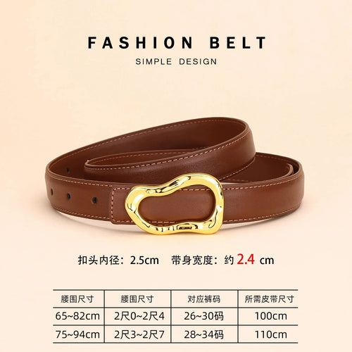Genuine Leather Belt for Women; Fashionable Accessory for Versatile