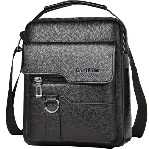 Multi-Purpose Men's Shoulder Bag for Work, PU Crossbody Briefcase with