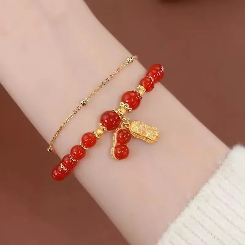 Natural Real Jade Peanut Bracelet Charm Jewelry Designer Bangle