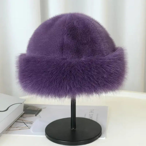 Thicken Plush Warm Fur Hat Women Warm Mongolian Hat Windproof Ear