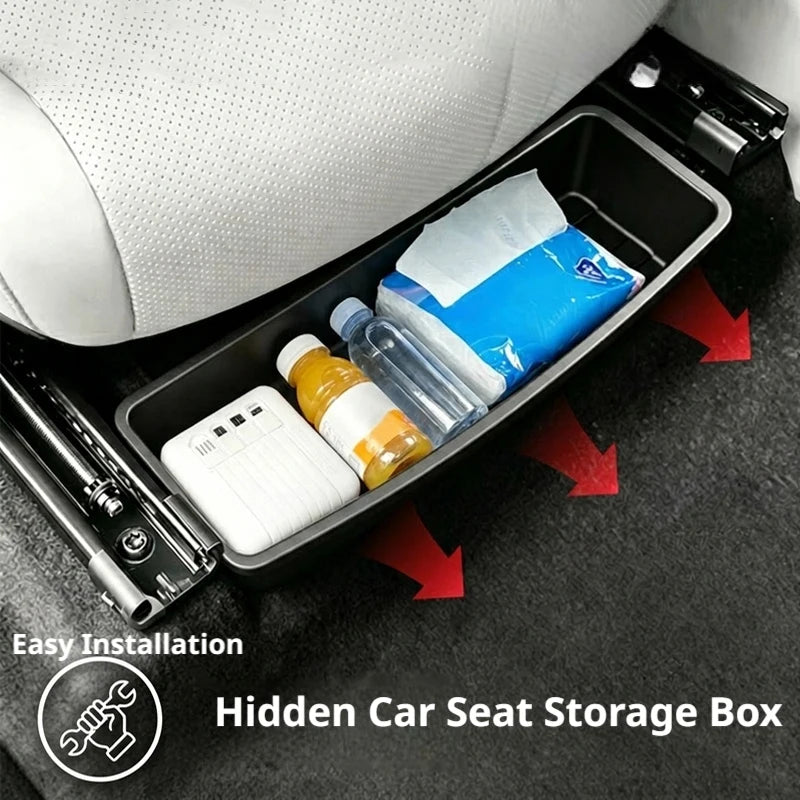 Under Seat Storage Box Universal Car Seat Bottom Organizer Box