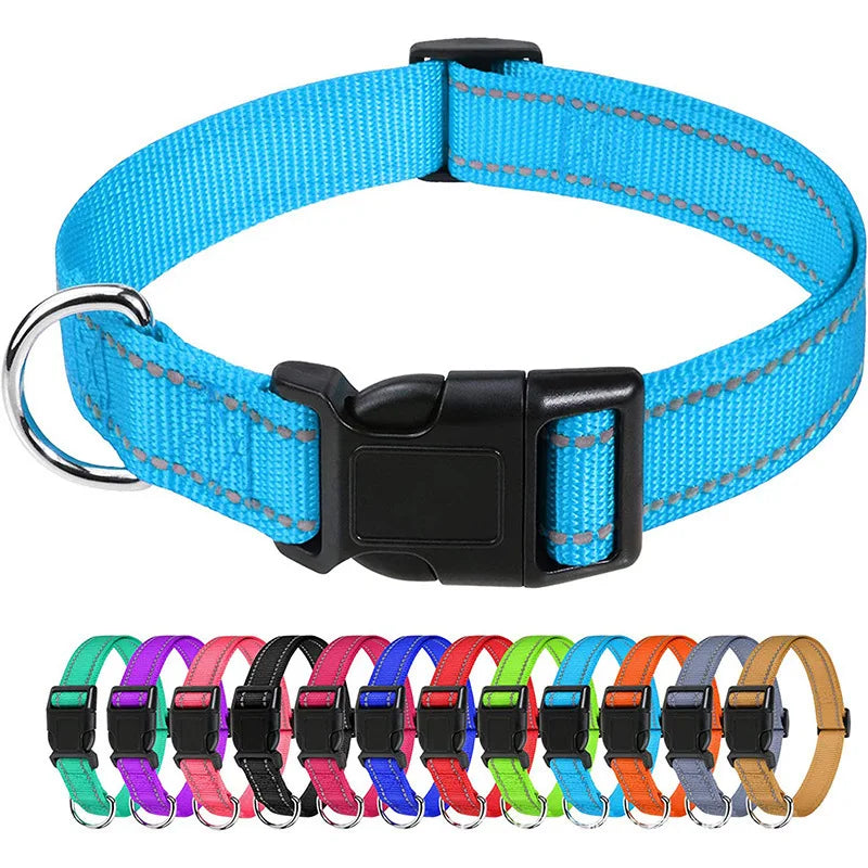Reflective Dog Collar Strap with Adjustable Safety Nylon Pet Collar