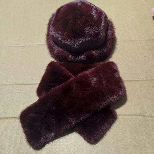 Luxury Faux Fur Hat & Scarf Set - Warm Elegant Versatile for Winter