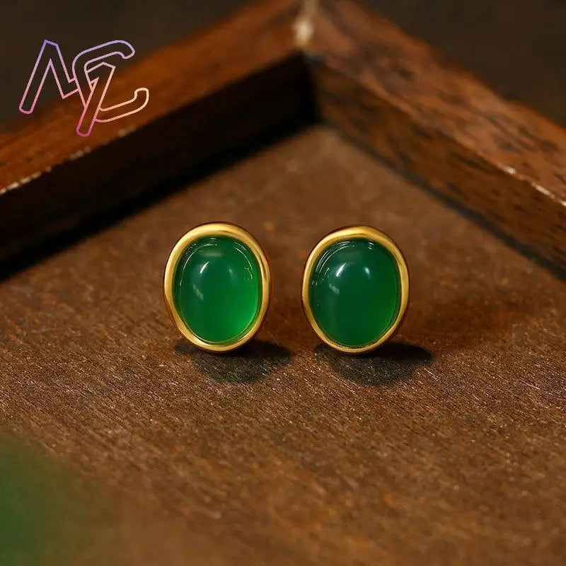 Green Natural Jade Earrings Talismans Luxury Gifts for Women Carved