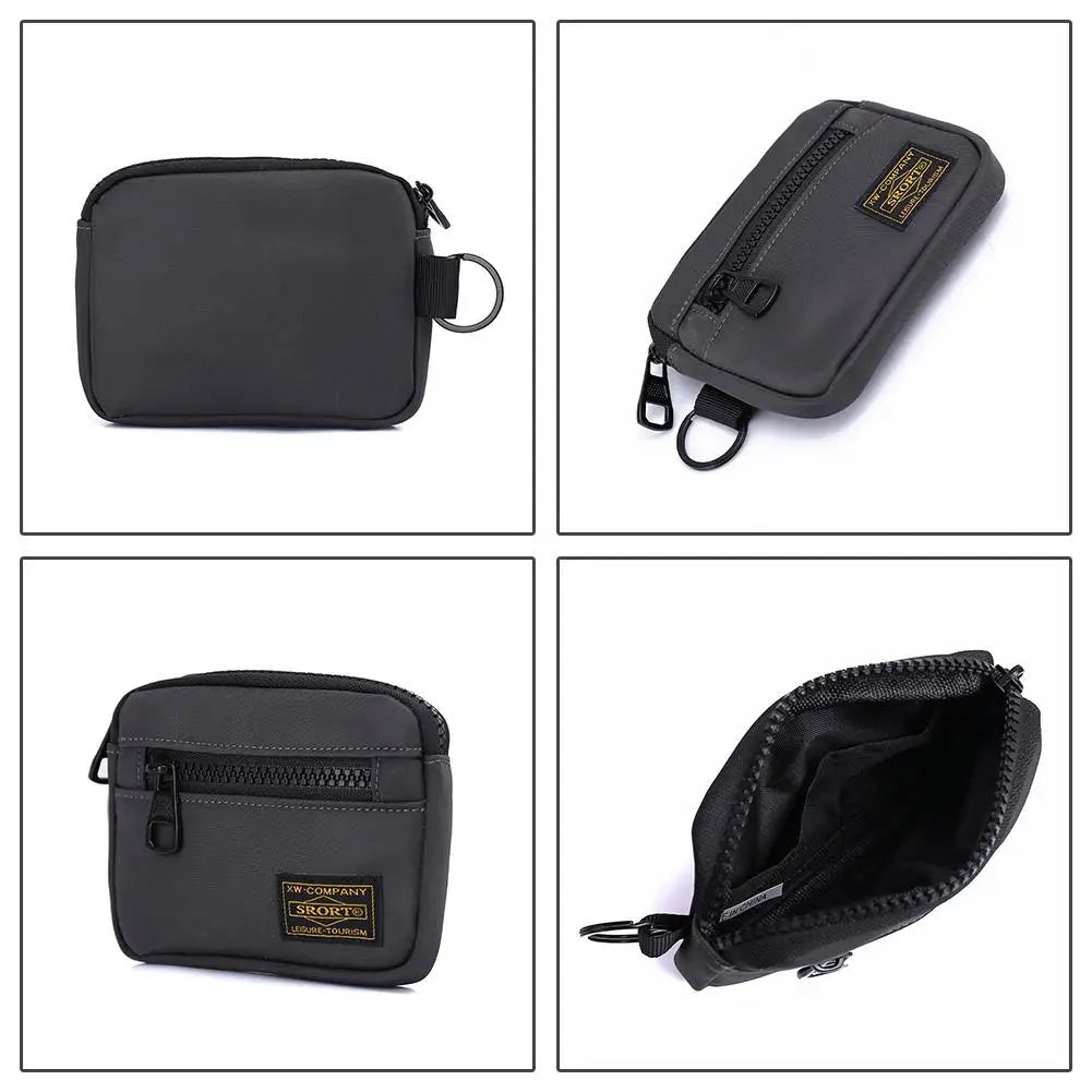 Small Casual Men's Coin Purse Canvas Zipper Short Wallet Retro Key