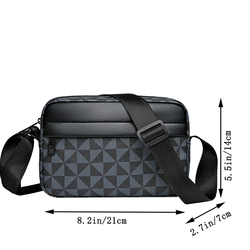 Casual Business Shoulder Bag for Men Pu Leather Messenger Bag Wide