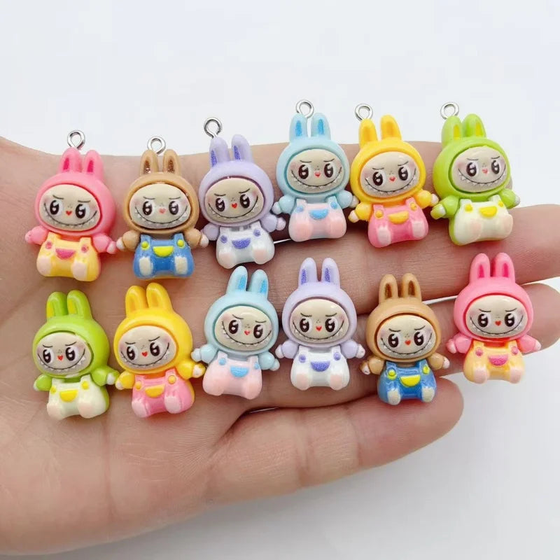 10Pcs Kawaii Rabbit Strawberry House Resin Charms Lovely Cartoon