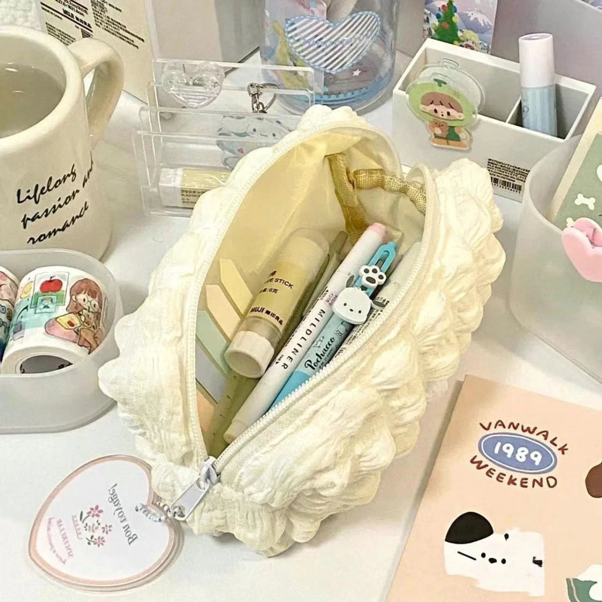 Portable Pen Holder for Students Zipper Stationery Storage Bags Pen