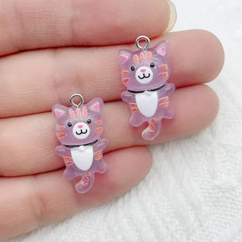 12pcs Cute Mini Cat Resin Pendant DIY Handmade Earrings Necklace