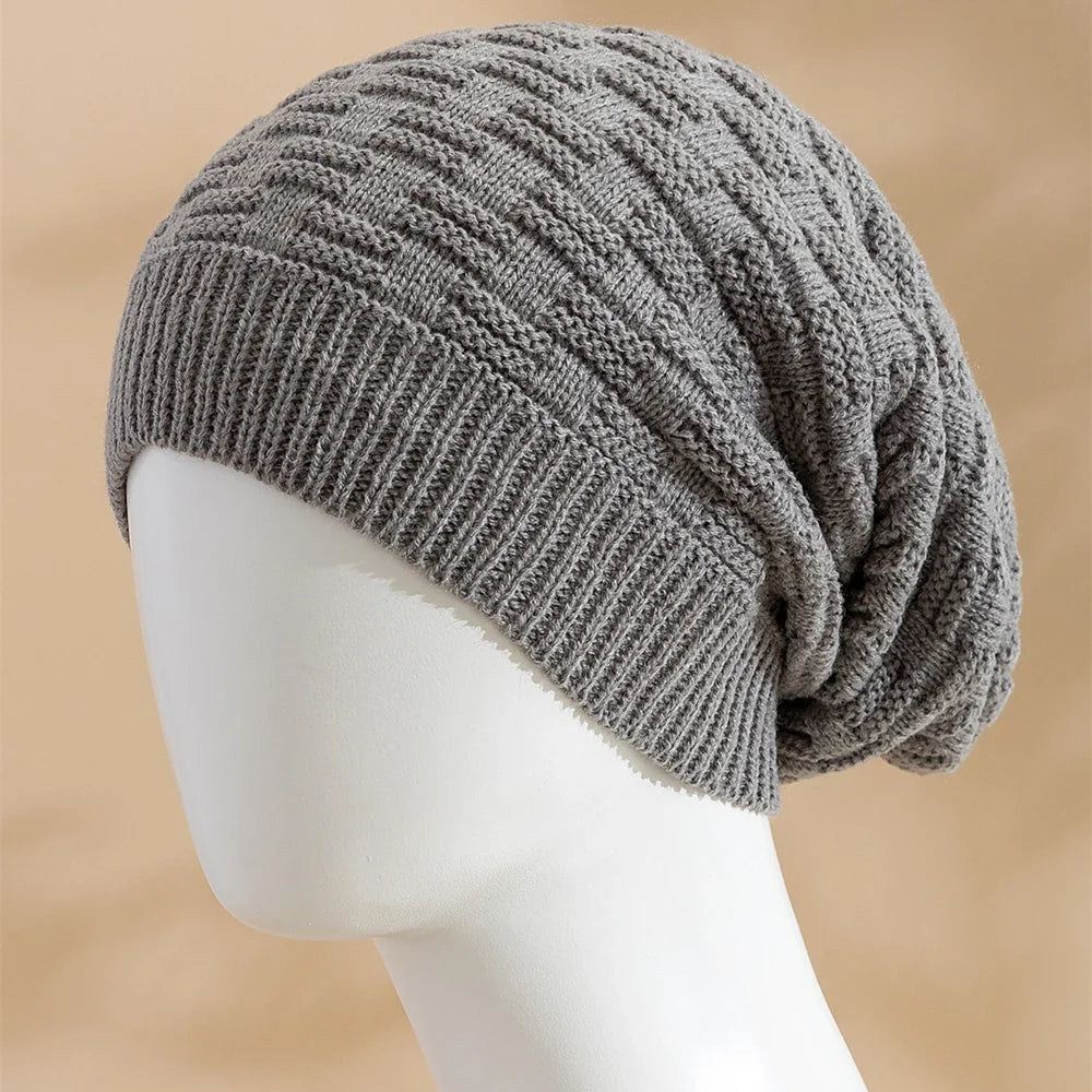 Unisex Slouchy Winter Hat Long Size Knitted Hat Casual Beanies For Men