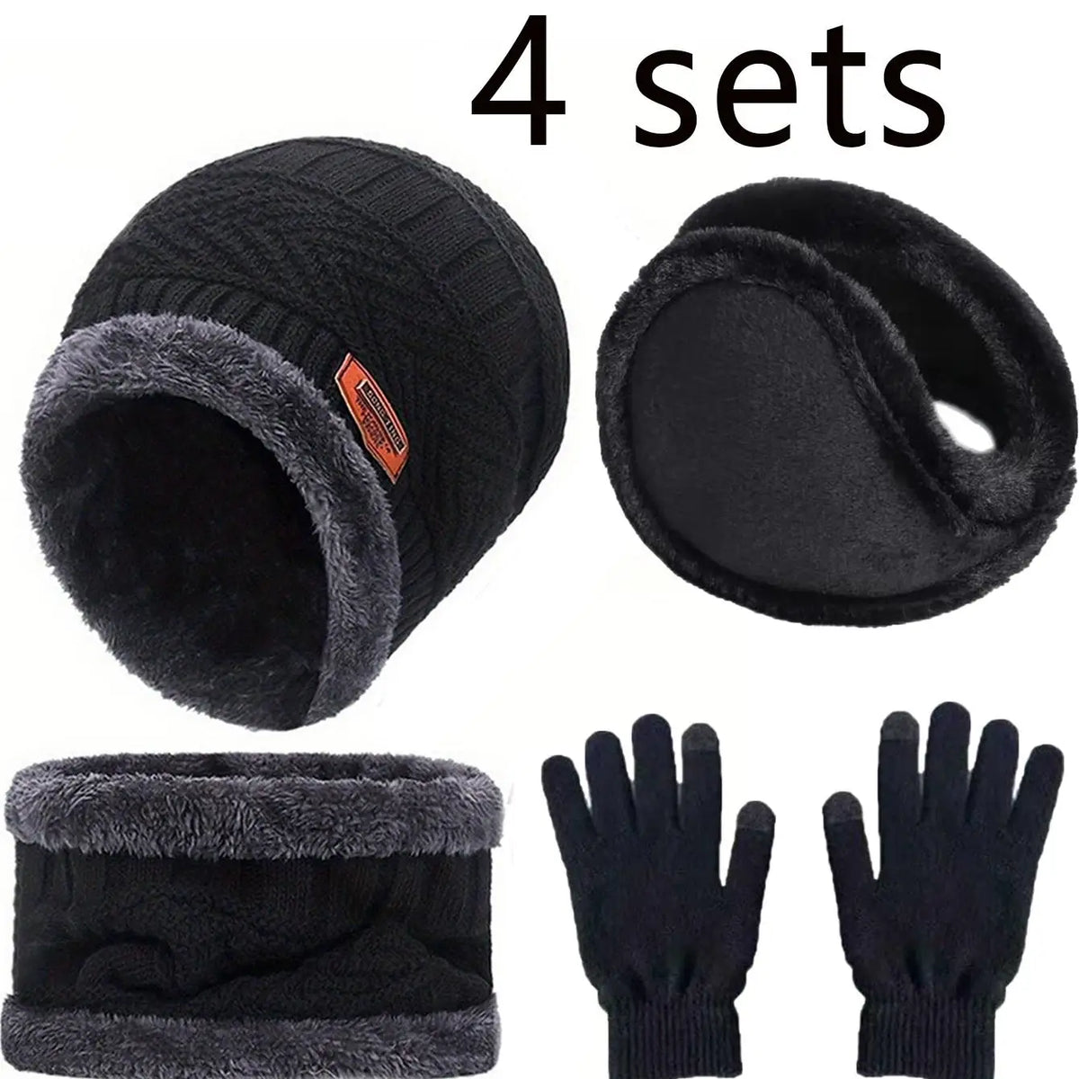 2/4pcs sets Winter Warm Velvet men Hat Scarf Gloves Set For men and