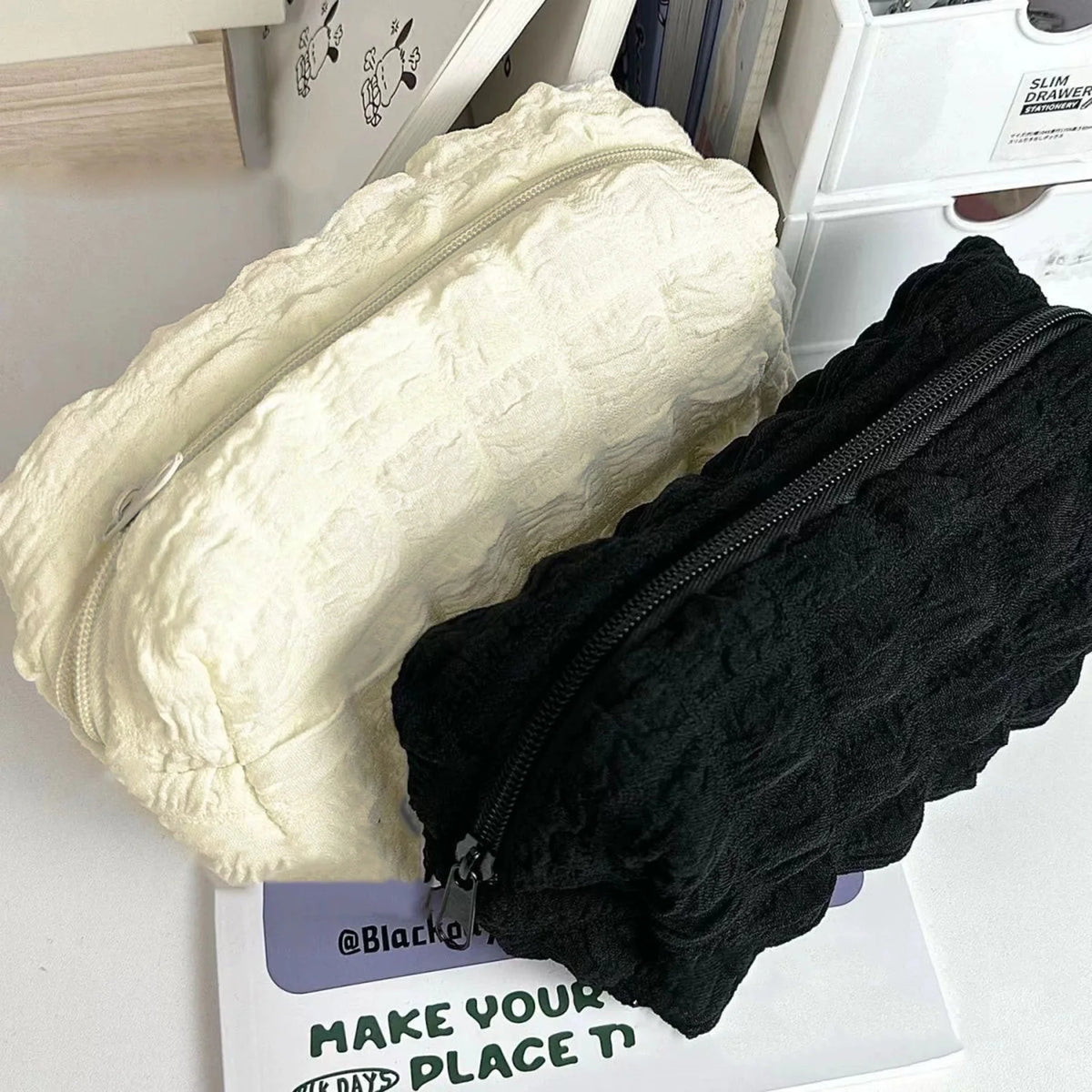 Portable Pen Holder for Students Zipper Stationery Storage Bags Pen