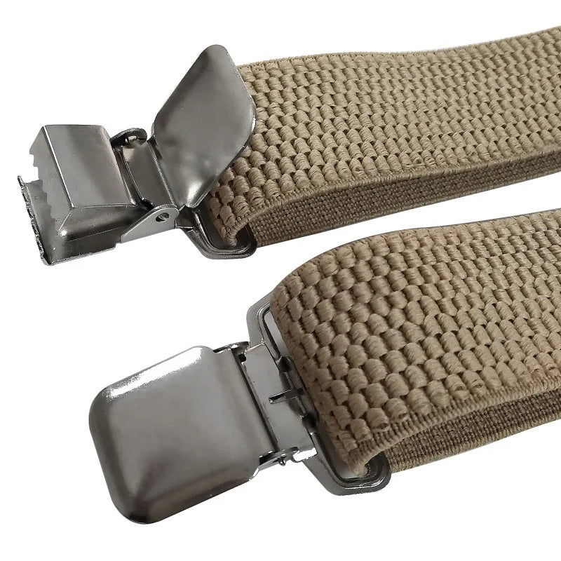 Heavy Duty Suspenders for Men Work Outdoor 3.8cm X-Back 4 Strong Clips