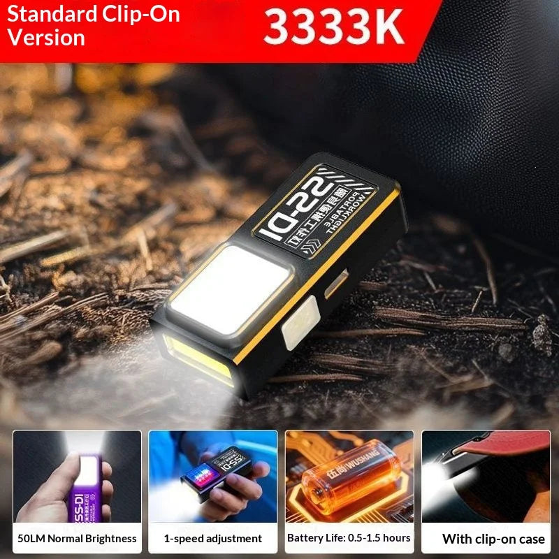 Mini COB LED Flashlight USB C Rechargeable Powerful Work Light with