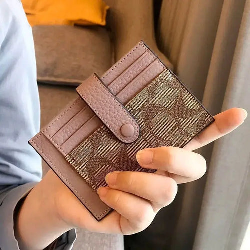 Monogram Ultra-Slim Card Holder – Minimalist Ins Style Mini Wallet for Women