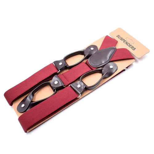 Men Women Adult Vintage Suspenders Leather Trimmed Button End Y Back