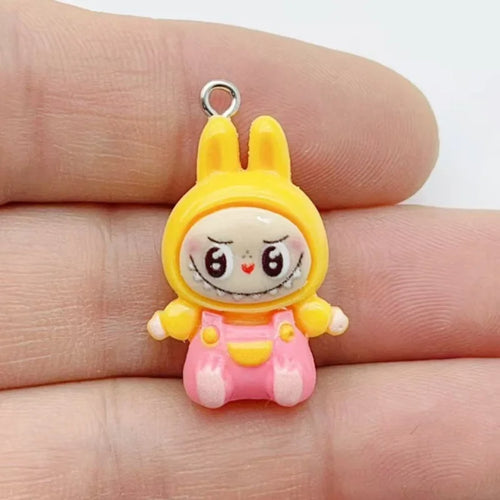 10Pcs Kawaii Rabbit Strawberry House Resin Charms Lovely Cartoon