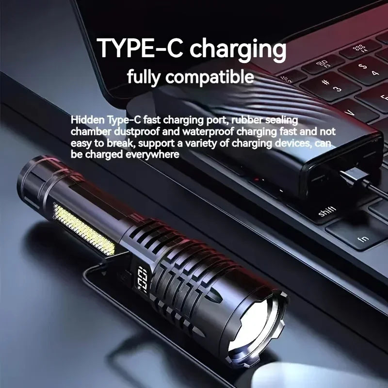 Powerful LED Zoomable Tactical Flashlight USB Rechargeable Emergency